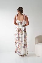 Oh Hello Clothing Women > Clothing > Dresses 1*DONE -DRESSFORUM-FD12770- SOFT CORAL Floral Tie-Shoulder Tiered Midi Dress