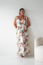 Oh Hello Clothing Women > Clothing > Dresses 1*DONE -DRESSFORUM-FD12770- SOFT CORAL Floral Tie-Shoulder Tiered Midi Dress