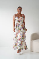 Oh Hello Clothing Women > Clothing > Dresses 1*DONE -DRESSFORUM-FD12770- SOFT CORAL Floral Tie-Shoulder Tiered Midi Dress
