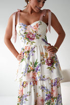 Oh Hello Clothing Women > Clothing > Dresses 1*DONE -DRESSFORUM-FD12770- SOFT CORAL Floral Tie-Shoulder Tiered Midi Dress
