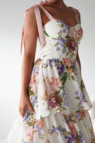 Oh Hello Clothing Women > Clothing > Dresses 1*DONE -DRESSFORUM-FD12770- SOFT CORAL Floral Tie-Shoulder Tiered Midi Dress
