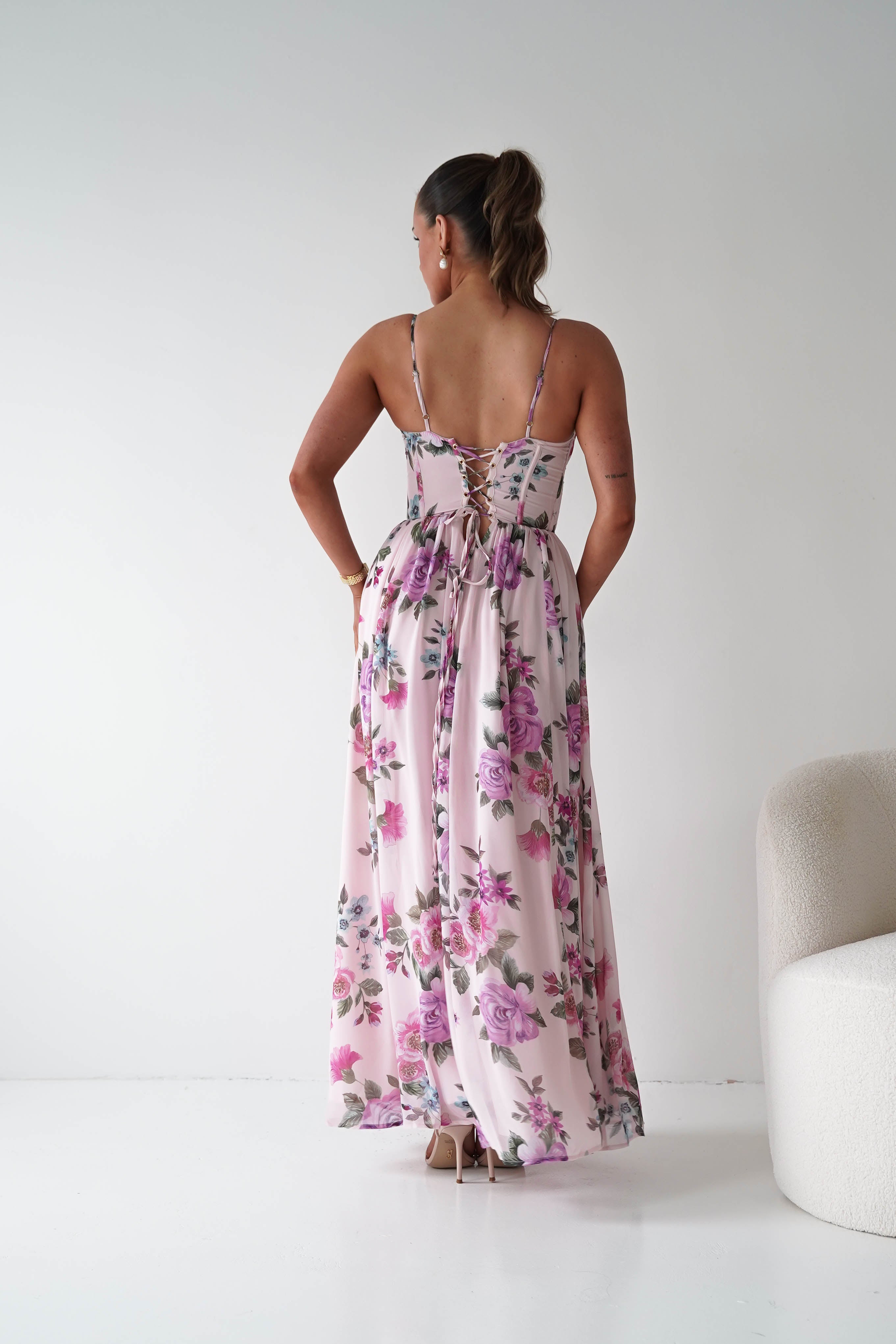 Oh Hello Clothing Women > Clothing > Dresses 1*DONE -DRESSFORUM-FD12771FD12771-P2042-Lilac Floral Corset Maxi Dress