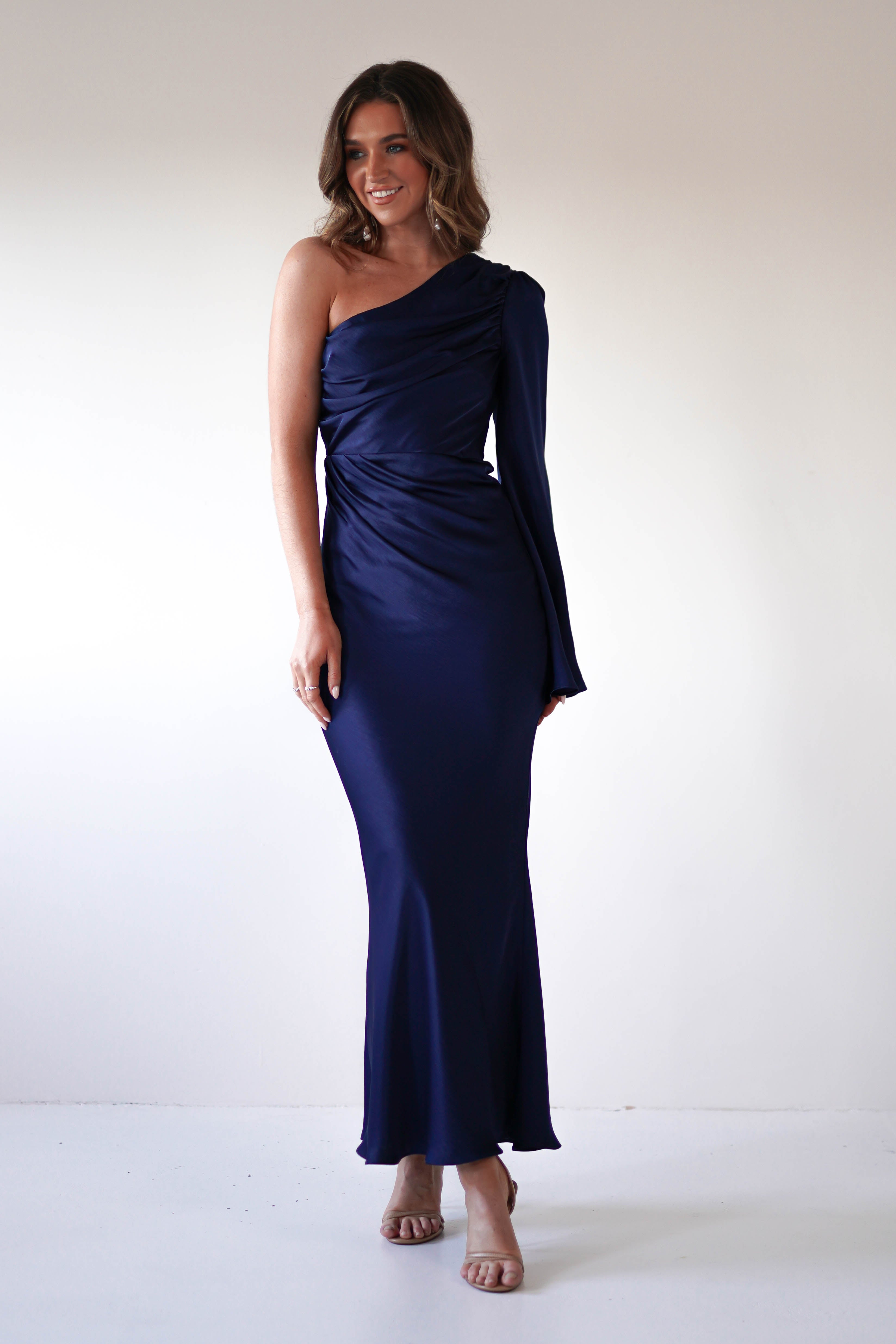 Sylvana Silky Maxi Dress | Navy