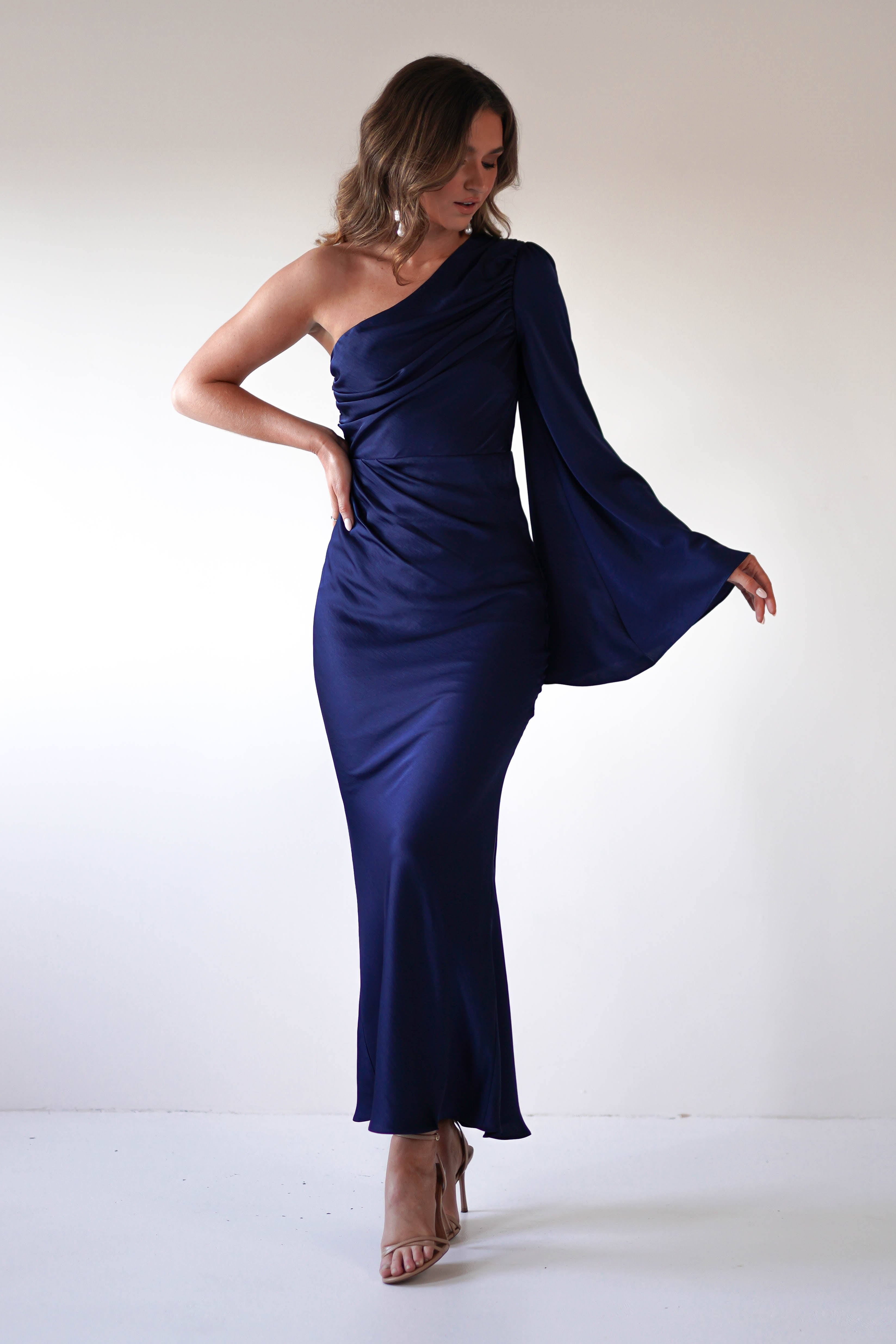 Sylvana Silky Maxi Dress | Navy