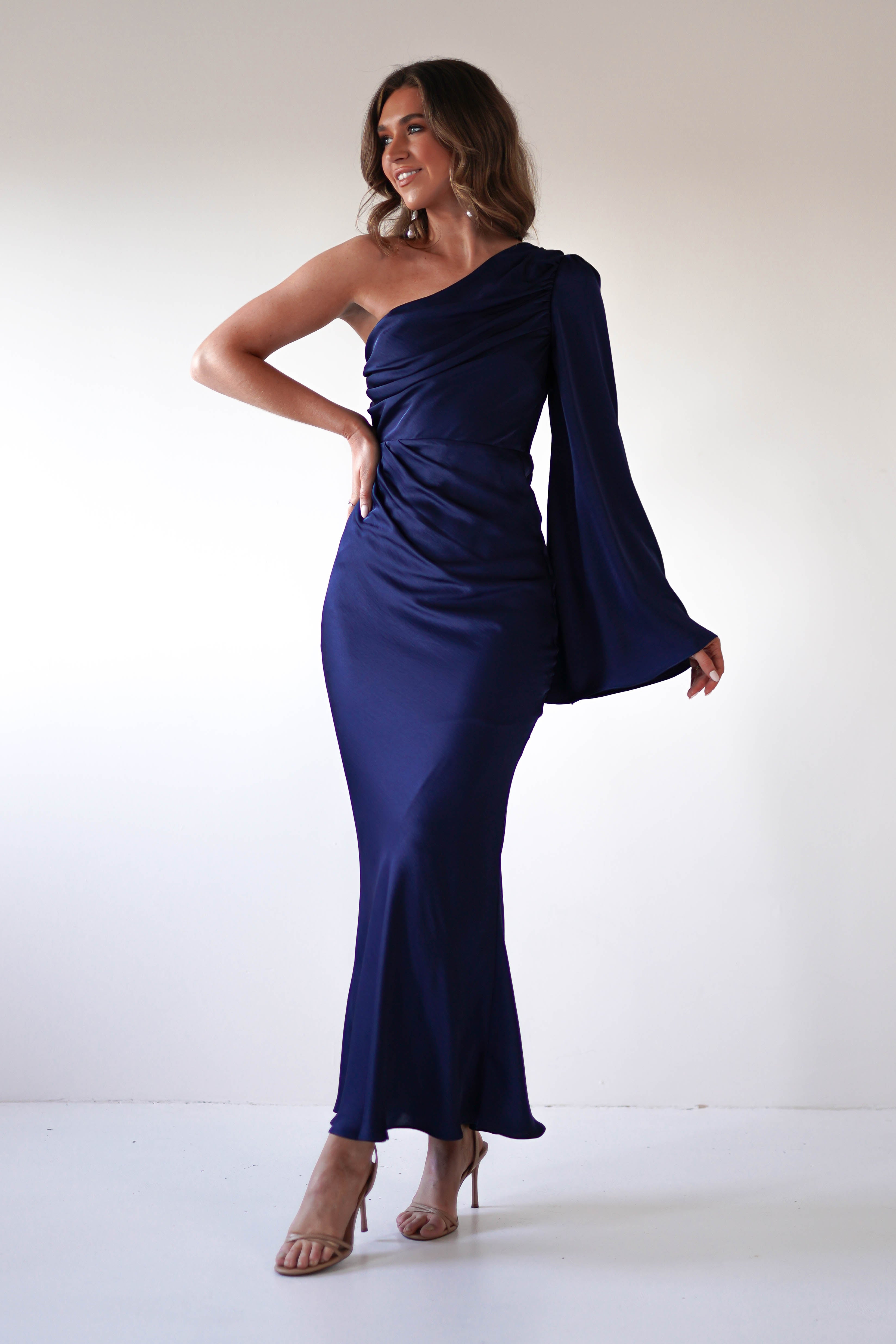 Sylvana Silky Maxi Dress | Navy