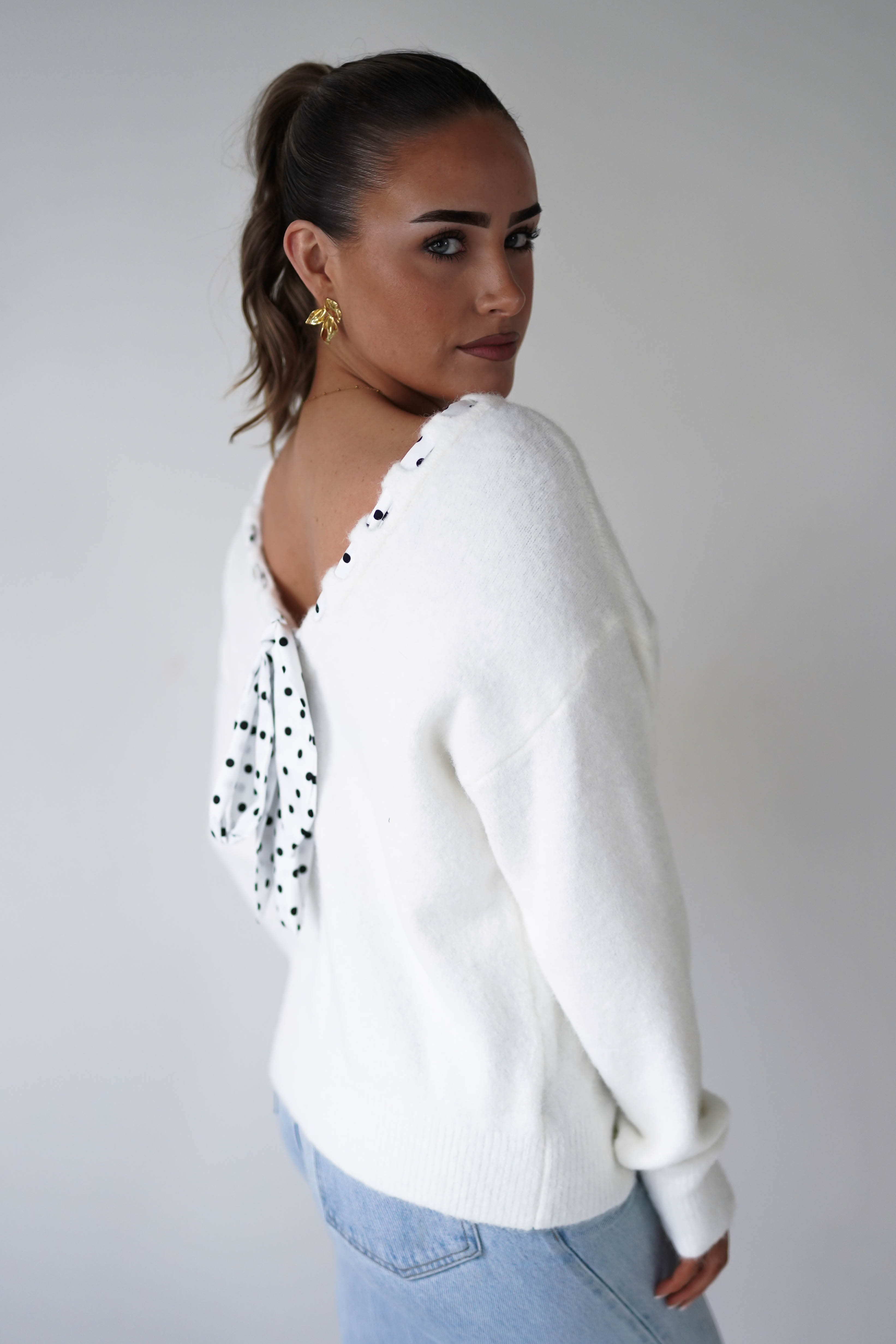 Oh Hello Clothing Women > Clothing > Knitwear ONE SIZE (6/12) 1*DONE-ELSA- Reversible Ribbon Tie Knit Jumper-21271
