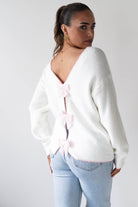 Oh Hello Clothing Women > Clothing > Knitwear ONE SIZE (6/12) 1*DONE-ELSA- WHITE & PINK Bow Detail Knit Jumper- SC20643