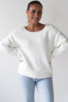 Oh Hello Clothing Women > Clothing > Knitwear ONE SIZE (6/12) 1*DONE-ELSA- WHITE & PINK Bow Detail Knit Jumper- SC20643