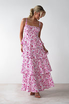 Emily Floral Ruffle Maxi Dress Pink Print | Wedding Guest Dress | Maxi | Oh Hello Clothing