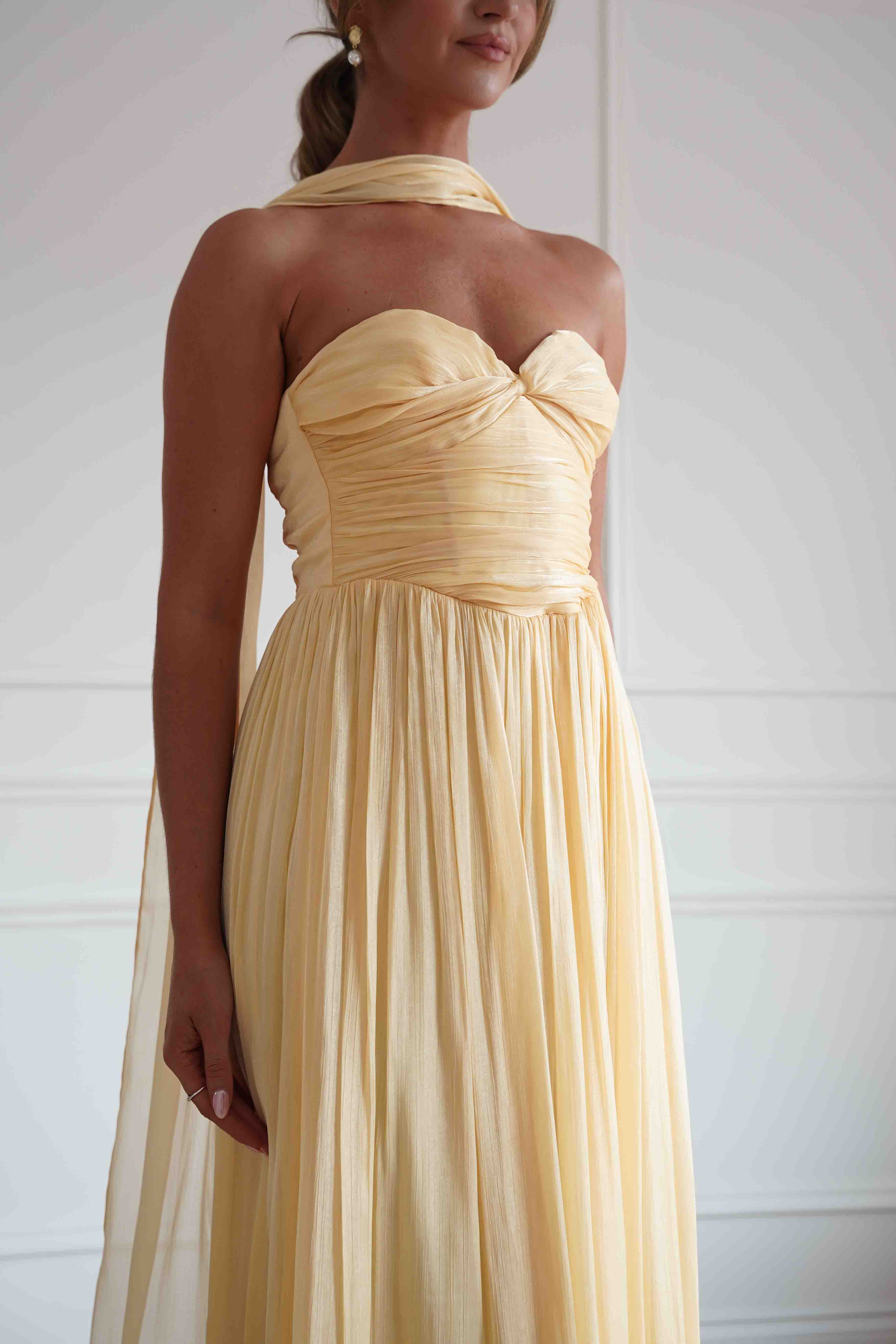 Oh Hello Clothing Women > Clothing > Dresses 1*DONE*F&P-578216-YELLOW STRAPLESS DRESS