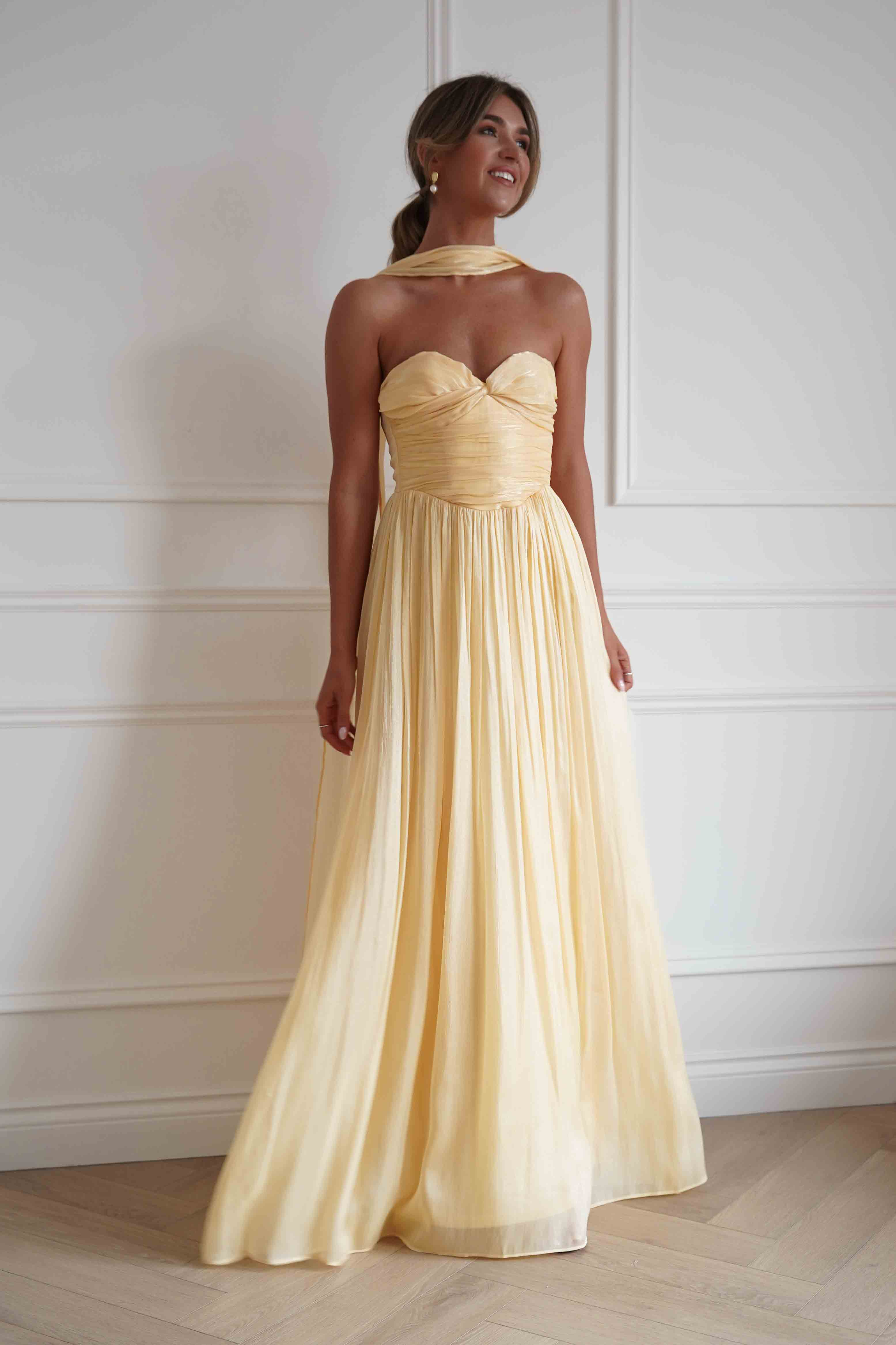 Oh Hello Clothing Women > Clothing > Dresses 1*DONE*F&P-578216-YELLOW STRAPLESS DRESS