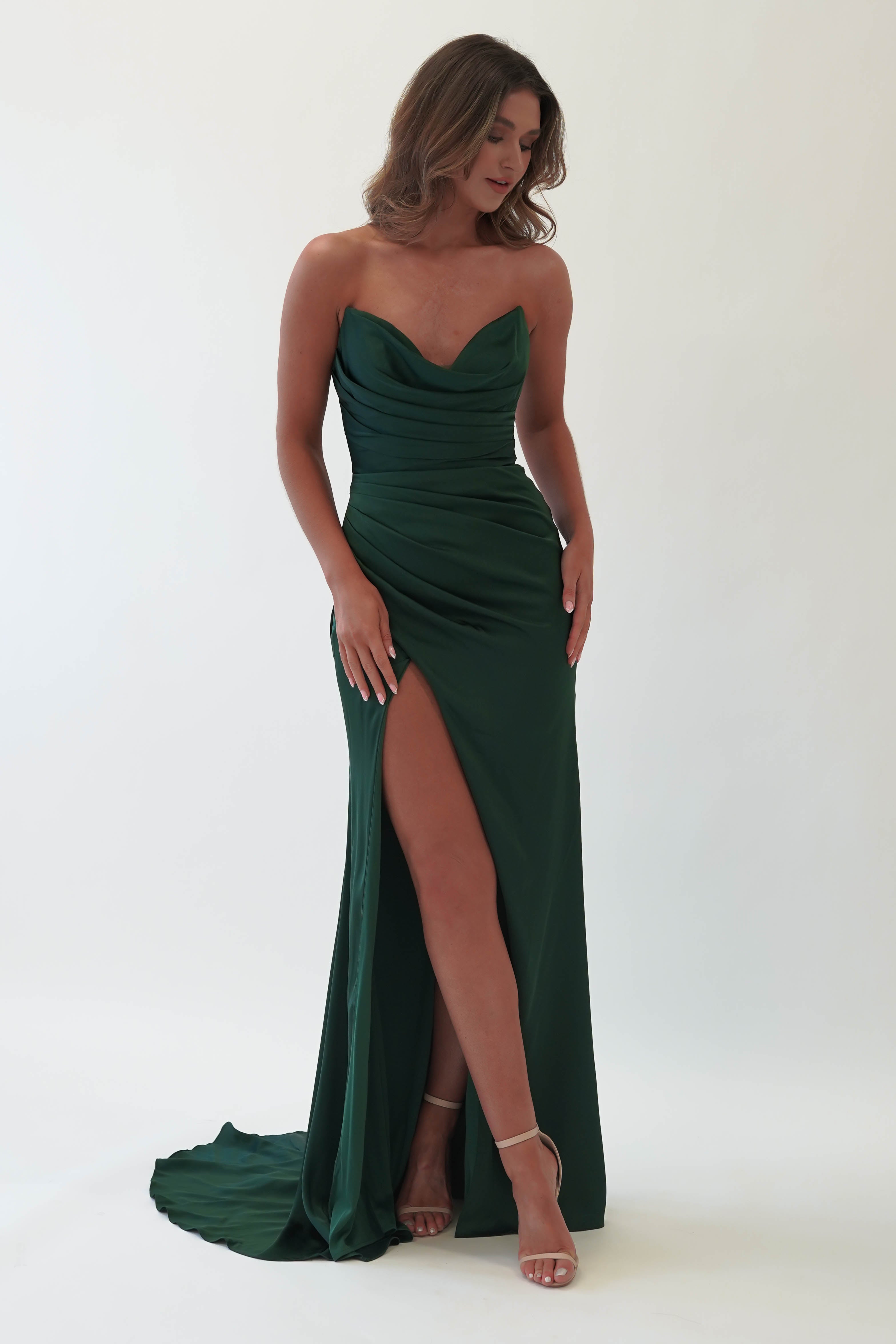 Dark green 2024 satin gown