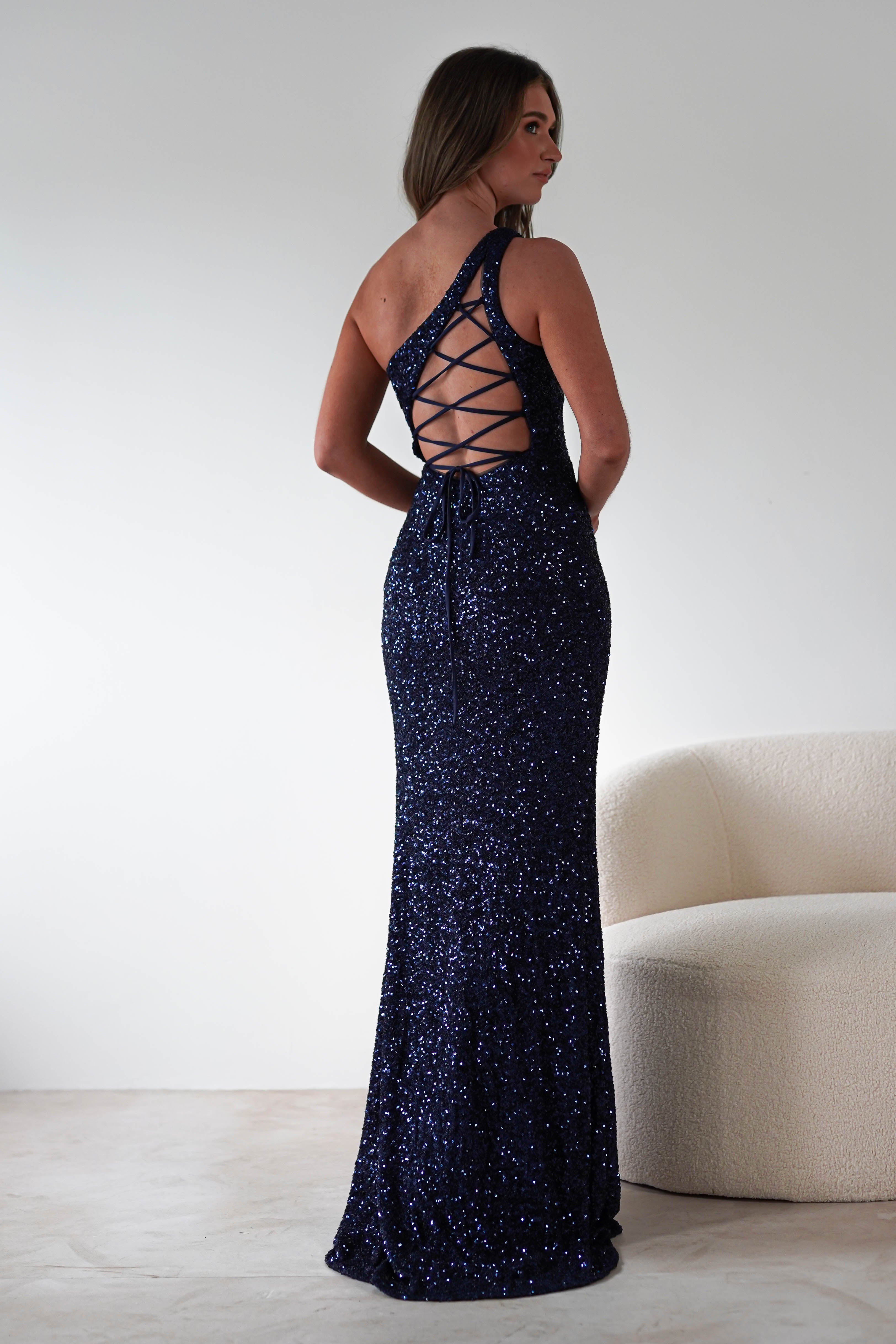 Charley Sequin Bodycon Gown | Navy