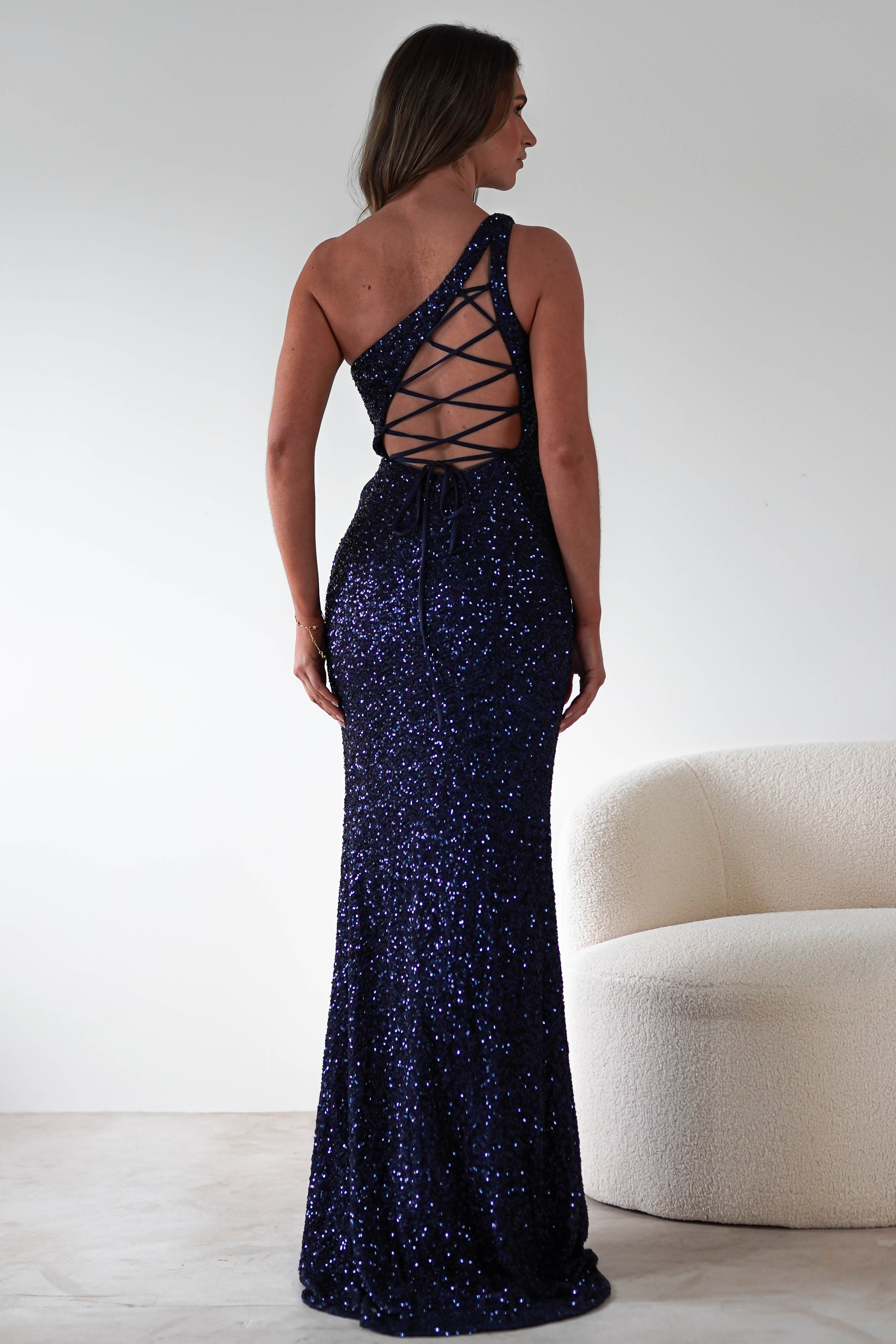 Charley Sequin Bodycon Gown | Navy