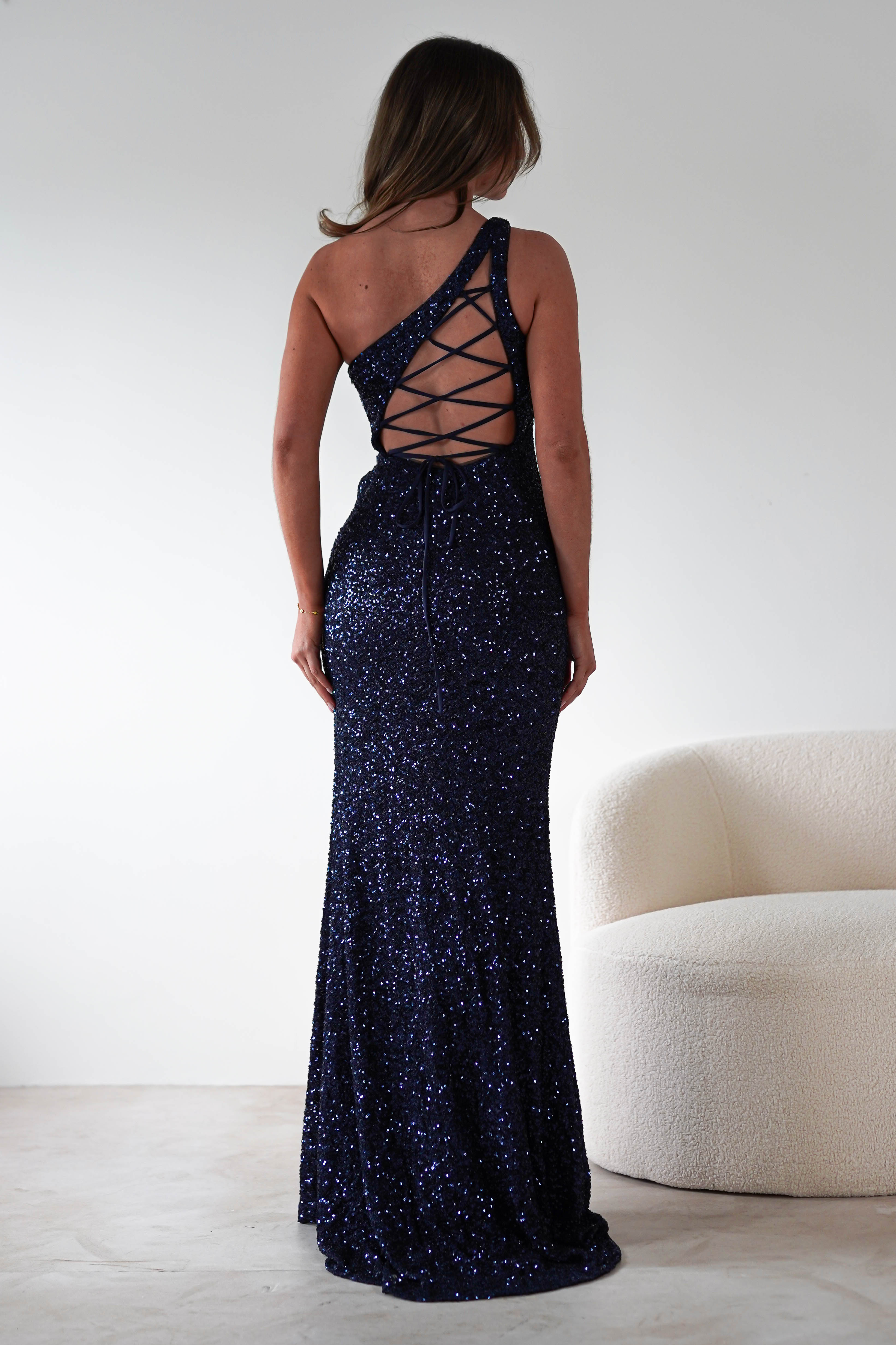 Charley Sequin Bodycon Gown | Navy