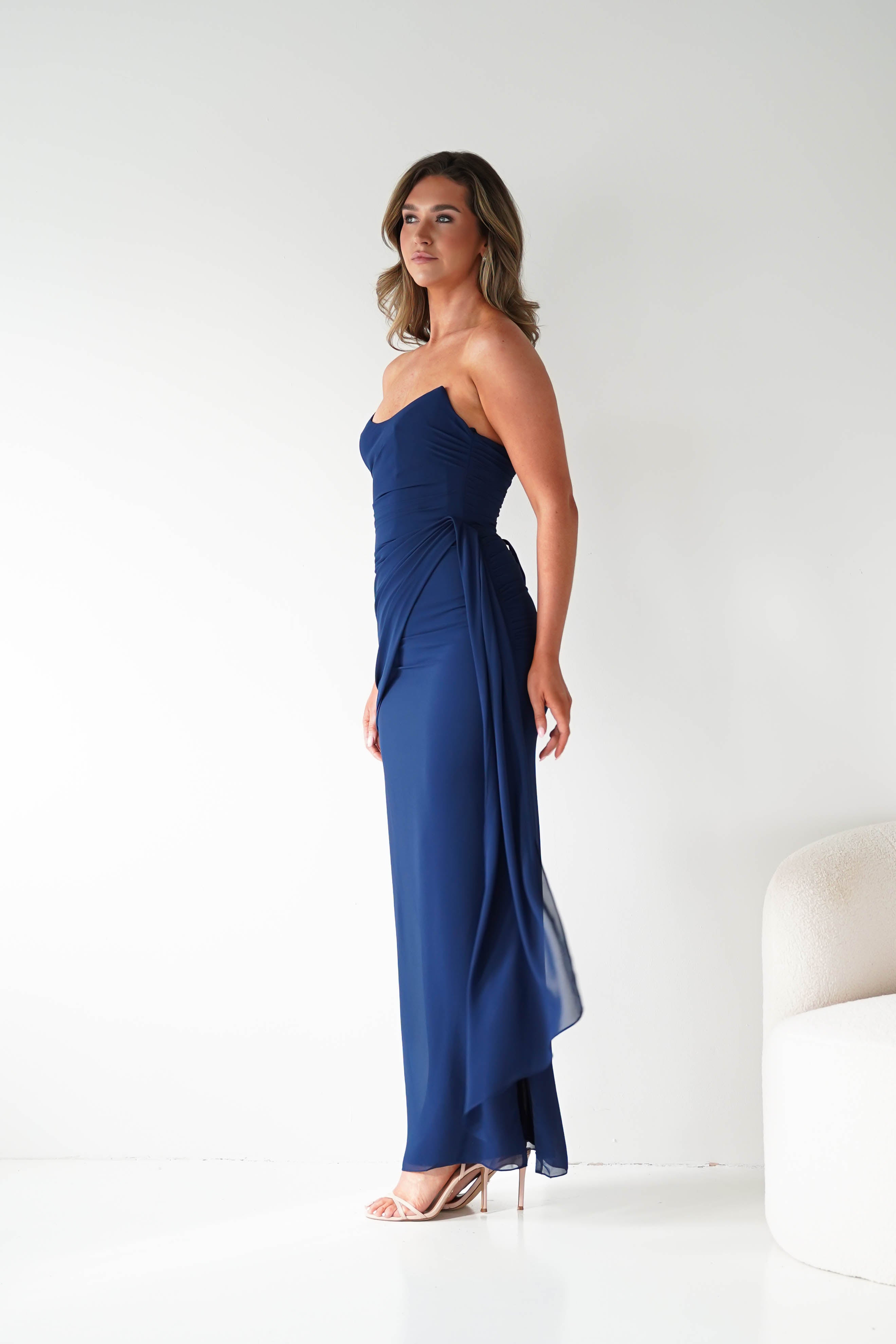 Oh Hello Clothing Women > Clothing > Dresses 1*DONE-Finn Strapless Draped Maxi Dress | NAVY