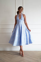 Oh Hello Clothing Women > Clothing > Dresses 1*DONE- FP- 527016-BLUE Jacquard Plunge Midi Dress (Copy)