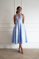 Oh Hello Clothing Women > Clothing > Dresses 1*DONE- FP- 527016-BLUE Jacquard Plunge Midi Dress (Copy)