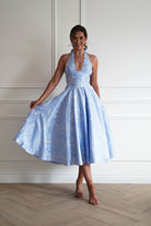 Oh Hello Clothing Women > Clothing > Dresses 1*DONE- FP- 527016-BLUE Jacquard Plunge Midi Dress (Copy)