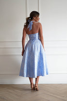 Oh Hello Clothing Women > Clothing > Dresses 1*DONE- FP- 527016-BLUE Jacquard Plunge Midi Dress (Copy)