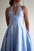 Oh Hello Clothing Women > Clothing > Dresses 1*DONE- FP- 527016-BLUE Jacquard Plunge Midi Dress (Copy)