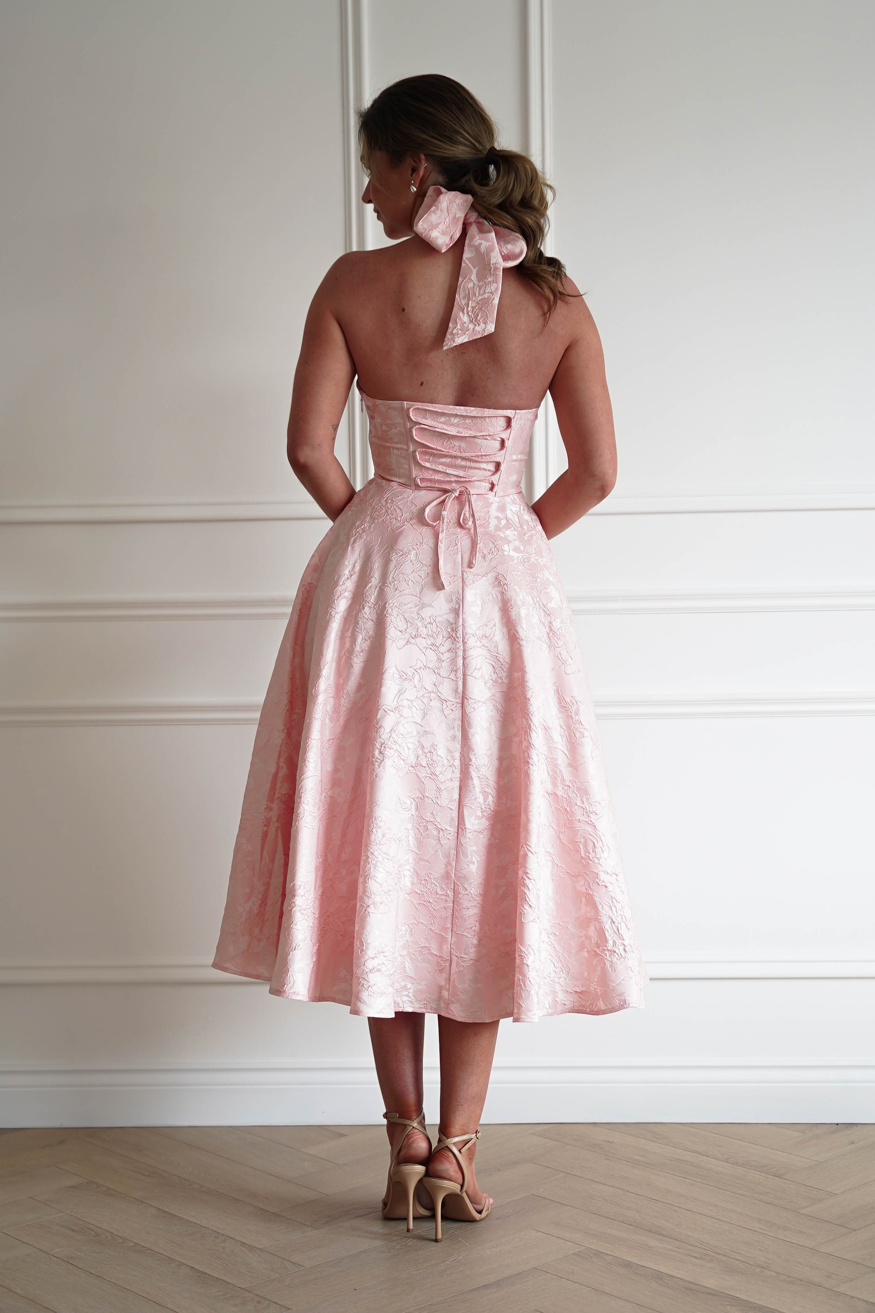 Oh Hello Clothing Women > Clothing > Dresses 1*DONE- FP- 527016-Rose Jacquard Plunge Midi Dress