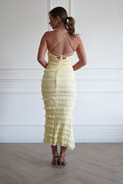 Oh Hello Clothing Women > Clothing > Dresses 1*DONE- FP- 578201- Yellow Ruffle Bodycon Maxi Dress