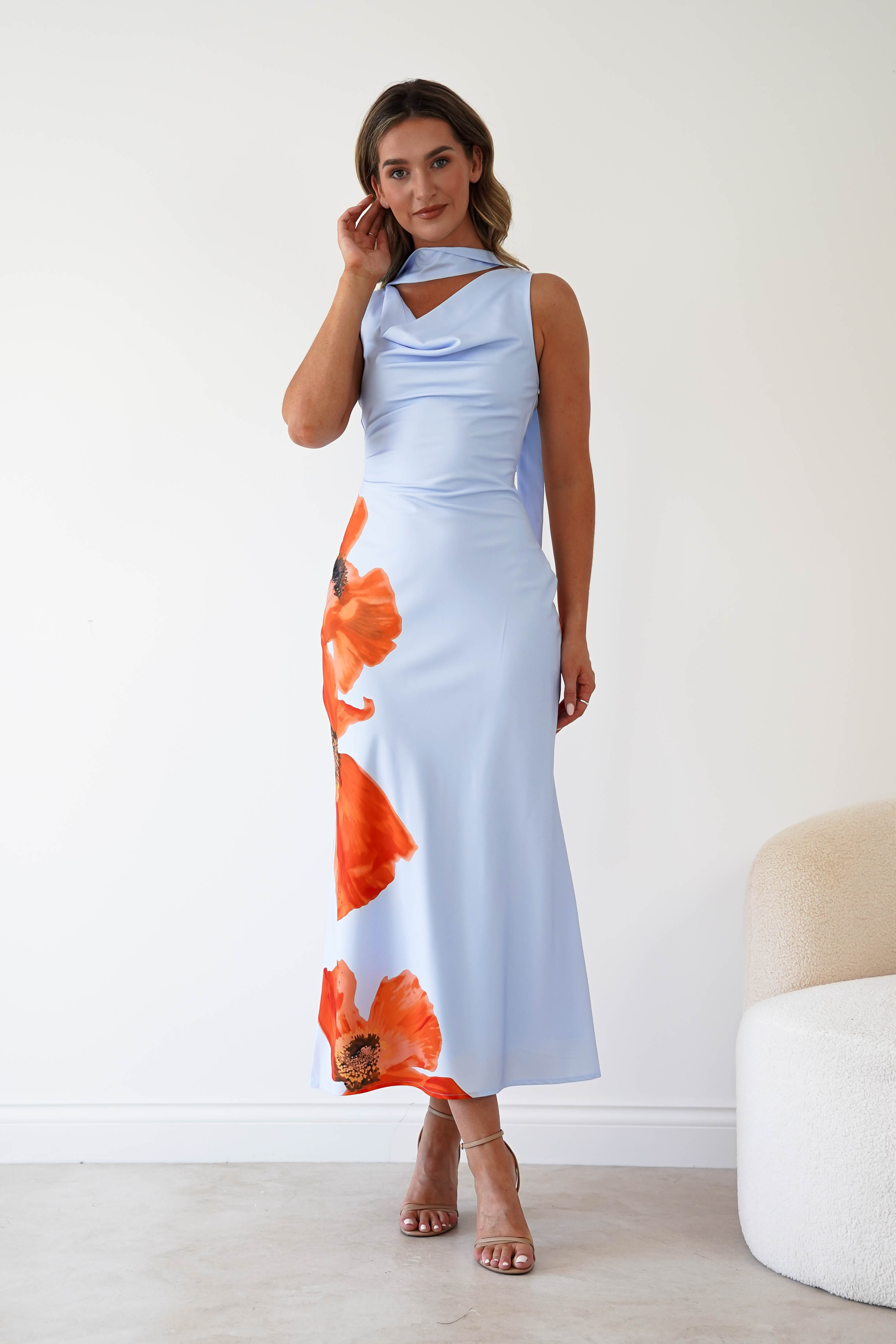 Capri Cowl Front Maxi Dress Blue 18 / Blue