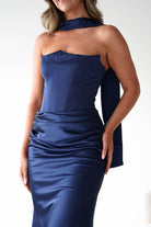 Oh Hello Clothing Dresses > Prom Dresses 1*DONE-Giselle Corset Satin Maxi Dress | New colour Navy