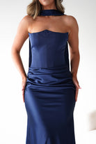 Oh Hello Clothing Dresses > Prom Dresses 1*DONE-Giselle Corset Satin Maxi Dress | New colour Navy