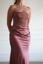 Oh Hello Clothing Dresses > Prom Dresses 1*DONE-Giselle Corset Satin Maxi Dress | ROSEWOOD
