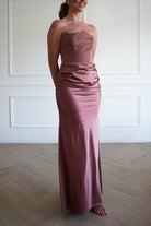Oh Hello Clothing Dresses > Prom Dresses 1*DONE-Giselle Corset Satin Maxi Dress | ROSEWOOD