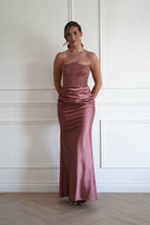 Oh Hello Clothing Dresses > Prom Dresses 1*DONE-Giselle Corset Satin Maxi Dress | ROSEWOOD