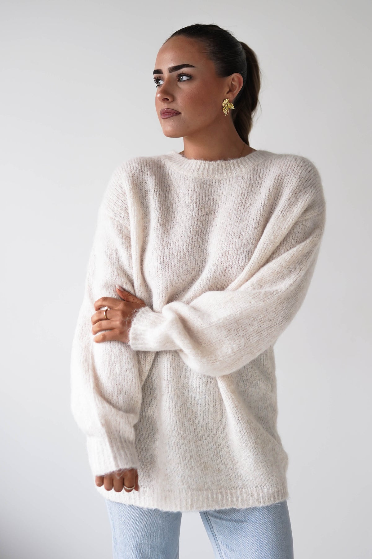 Oh Hello Clothing Women > Clothing > Knitwear ONE SIZE (6/12) 1*DONE-GRACIELA-PU6384- Polka Dot Bow Back Knit Jumper -beige