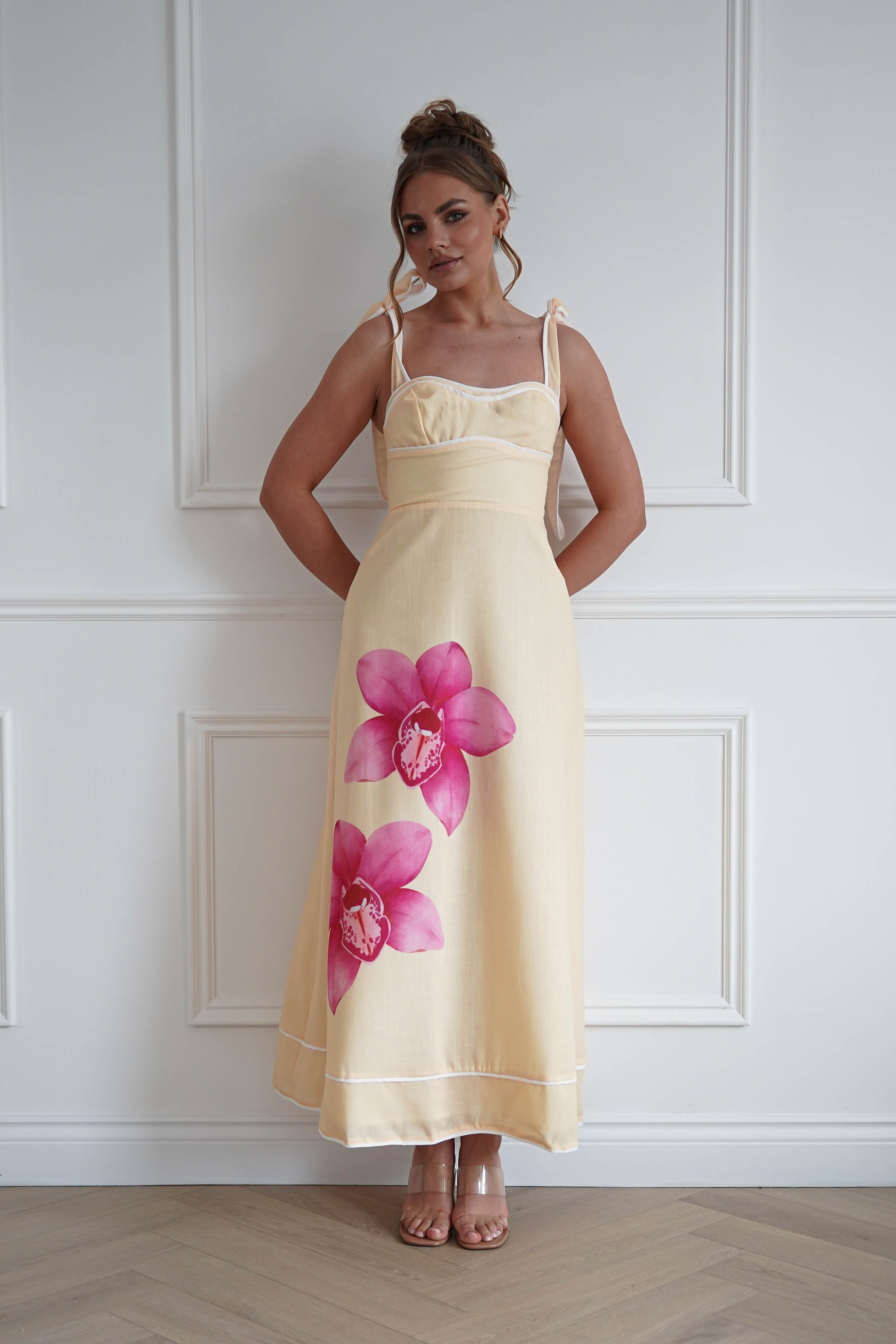 Oh Hello Clothing Women > Clothing > Dresses 1*DONE- Hamptons Floral Sweetheart Maxi Dress | Yellow
