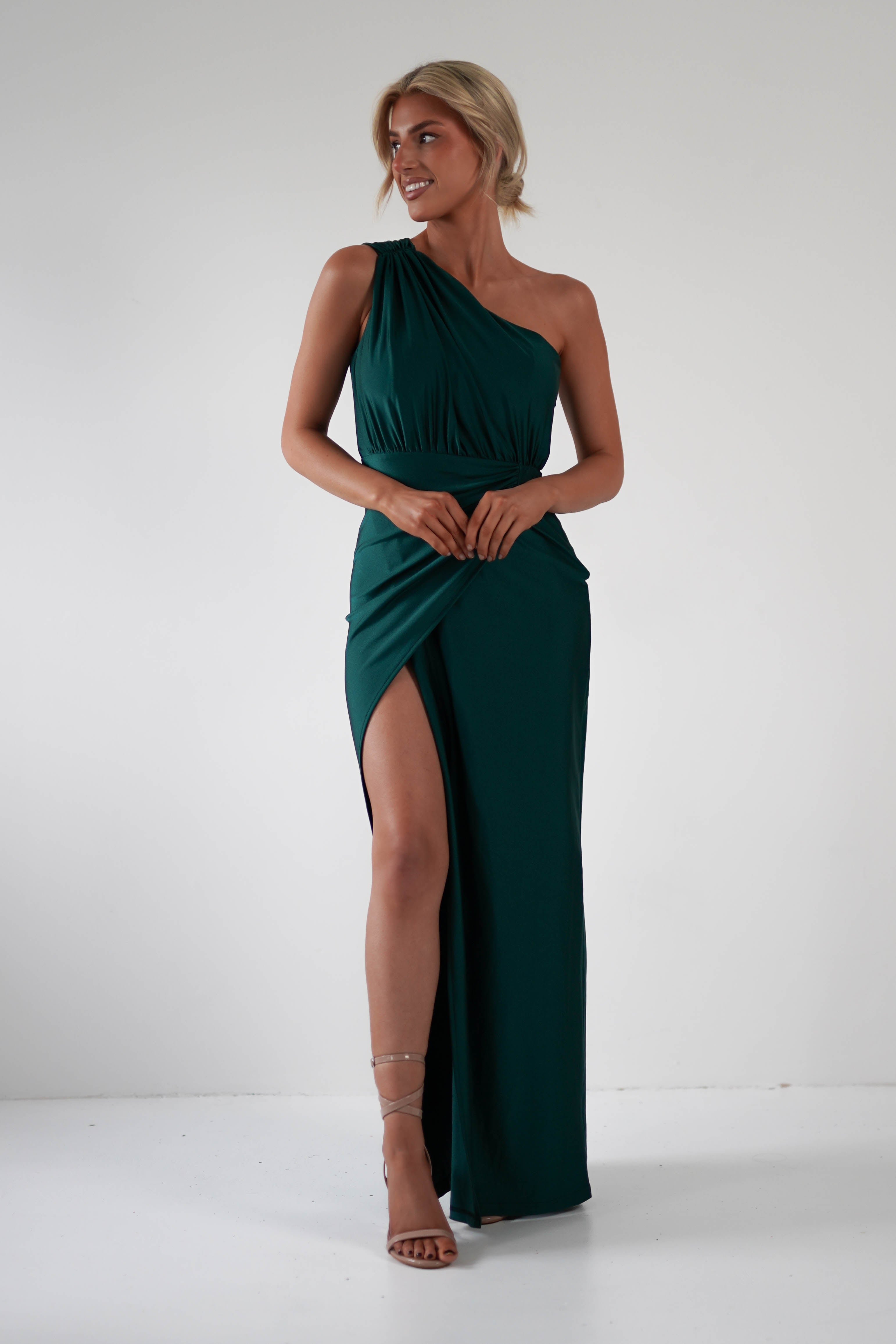 Giordana Jersey Bodycon Maxi Dress | Forest Green