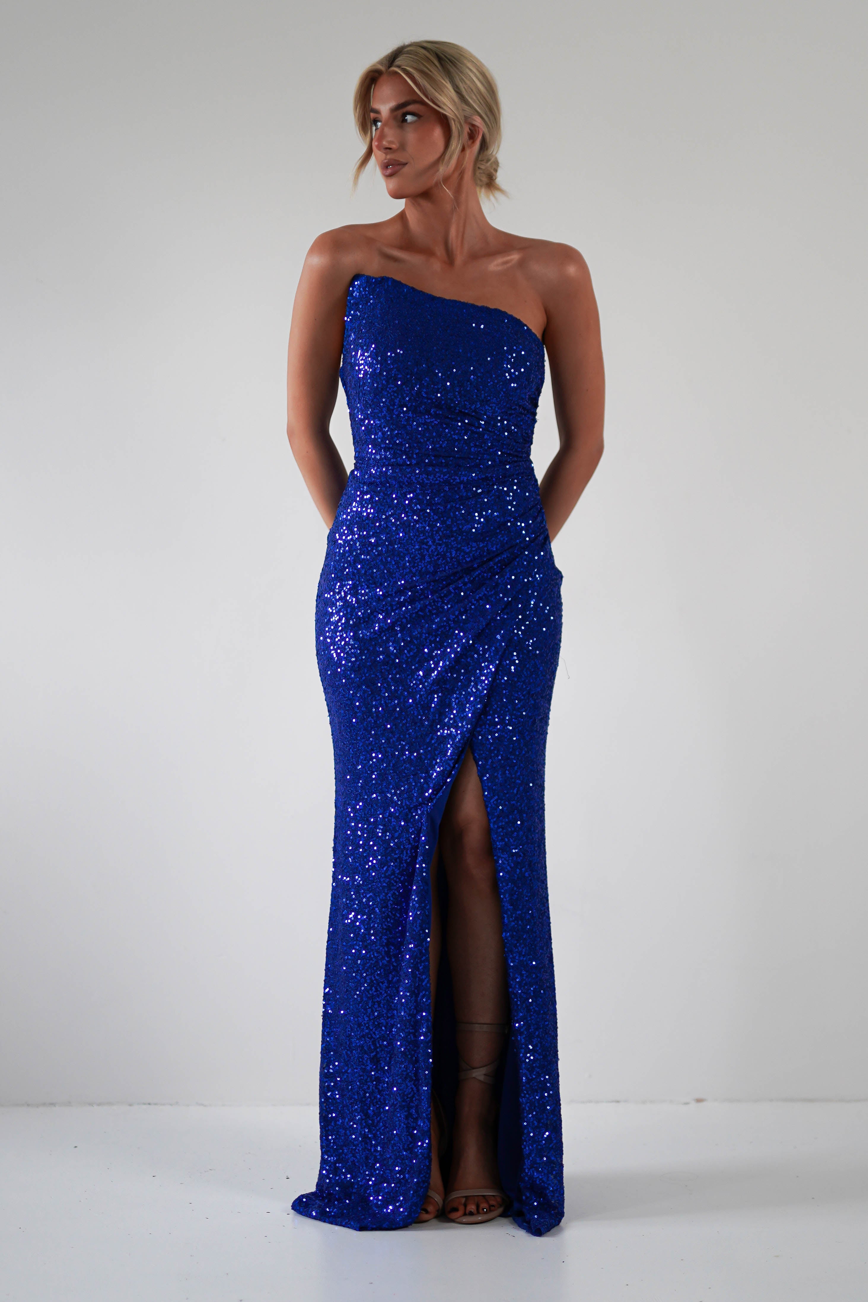 Mabel Strapless Sequin Gown | Royal Blue