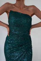 Mabel Strapless Sequin Gown | Emerald Green | Debs & Prom | Formal Gown | Oh Hello Clothing
