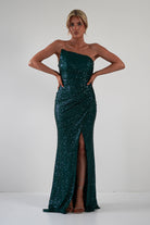 Mabel Strapless Sequin Gown | Emerald Green | Debs & Prom | Formal Gown | Oh Hello Clothing