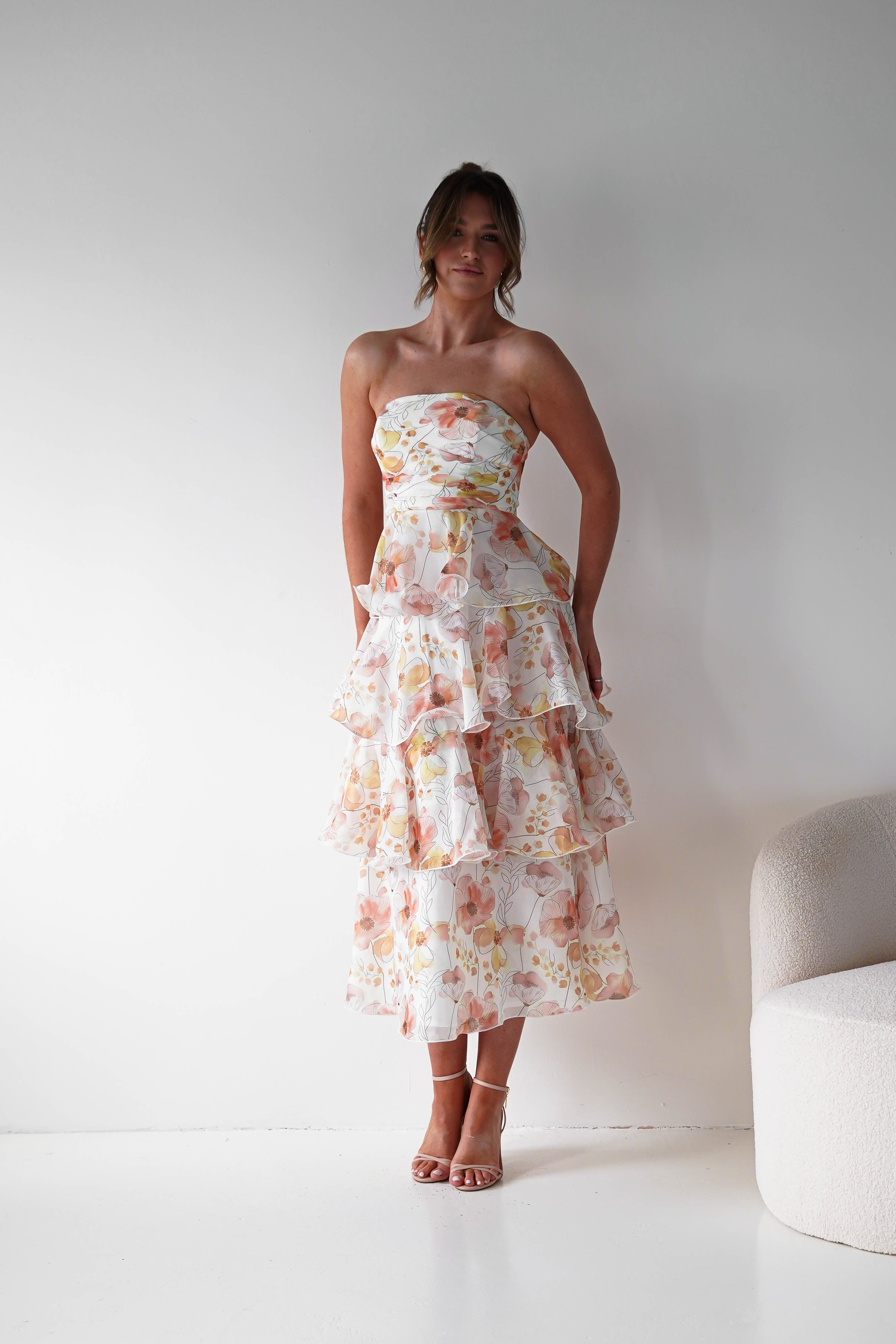 Oh Hello Clothing Women > Clothing > Dresses 1*DONE -INDIKAH-CM6406D16-Floral Tiered Strapless Maxi Dress