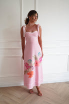 Oh Hello Clothing Women > Clothing > Dresses 1*DONE-INDIKAH- CM6630DB02- Pink Floral Tie Strap Midi Dress