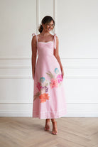 Oh Hello Clothing Women > Clothing > Dresses 1*DONE-INDIKAH- CM6630DB02- Pink Floral Tie Strap Midi Dress