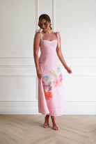 Oh Hello Clothing Women > Clothing > Dresses 1*DONE-INDIKAH- CM6630DB02- Pink Floral Tie Strap Midi Dress