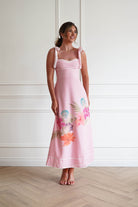 Oh Hello Clothing Women > Clothing > Dresses 1*DONE-INDIKAH- CM6630DB02- Pink Floral Tie Strap Midi Dress