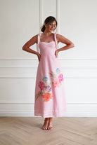 Oh Hello Clothing Women > Clothing > Dresses 1*DONE-INDIKAH- CM6630DB02- Pink Floral Tie Strap Midi Dress