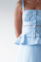 Oh Hello Clothing Women > Clothing > Dresses 1*DONE -INDIKAH-CM6696F- BLUE MIDI DRESS WITH PEPLUM DETAIL