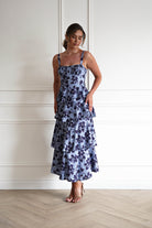 Oh Hello Clothing Women > Clothing > Dresses 1*DONE-INDIKAH-SR0841JK46- Blue Floral Tie Back Midi Dress