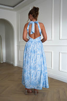 Oh Hello Clothing Dresses > Prom Dresses 1*DONE-INIKAH-ST5286JK03- Blue Floral Halterneck Midi Dress