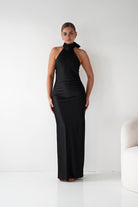 Oh Hello Clothing Women > Clothing > Dresses 1* DONE- Isla Halterneck Maxi Slip Dress | BLACK