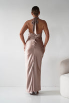 Oh Hello Clothing Women > Clothing > Dresses 1* DONE- Isla Halterneck Maxi Slip Dress | GOLD